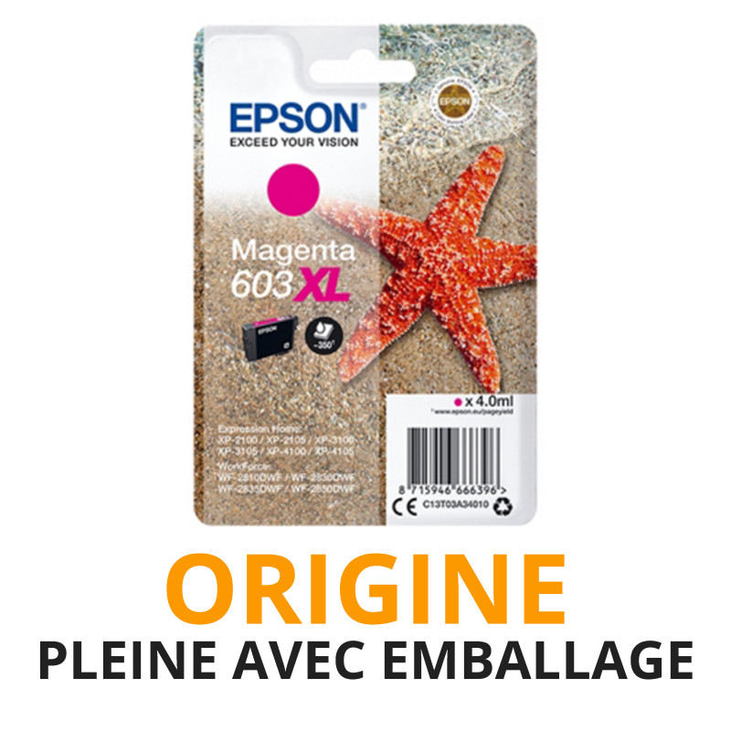 Cash Cartouche rachète vos cartouches EPSON 603 XL Magenta - Origine PLEINE AVEC EMBALLAGE aux meilleurs prix !